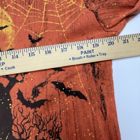 Studio Collection Halloween 3/4 Sleeve Shirt Orange Rhinestones Women's Size L - Picture 5 of 11